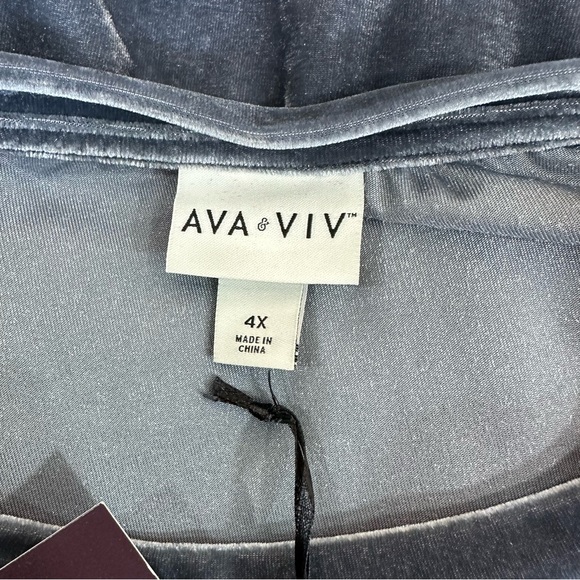 NWT Ava & Viv Blue Crushed Velvet Tunic Top - Picture 5 of 8